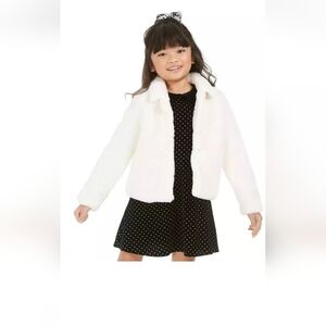 Epic Threads Faux Fur Jacket Little Girls S Angel White Collared Button Closure